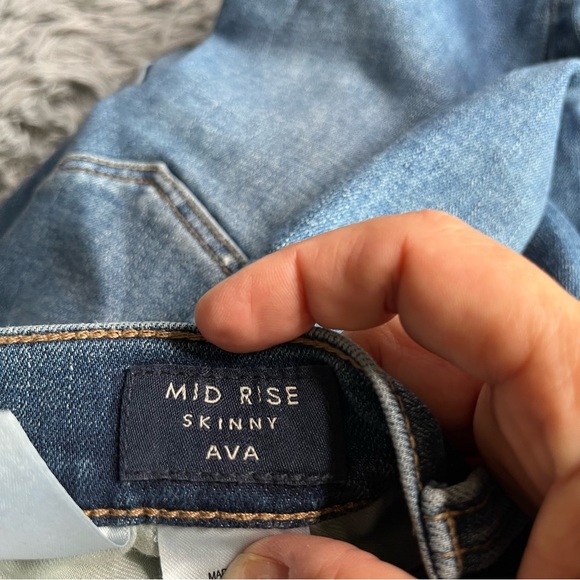 Lucky Brand Jeans Womens 4 Mid Rise Ava Skinny Whiskered Raw Hem Denim Blue - Picture 8 of 11